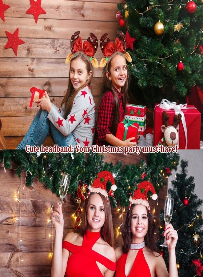 Wecoe 3pcs Christmas Headbands Set - Reindeer Antlers & Festive Hair Accessories for Women & Girls Party Supplies - Image 2